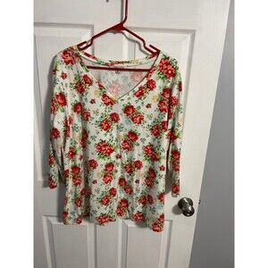 Pioneer Woman V Neck 3/4 Sleeve Floral Shirt  Size XXL